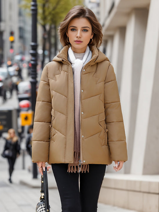 EB | Stylischer dicker warmer Daunenmantel mit Kapuze Ideal für Herbst/Winter