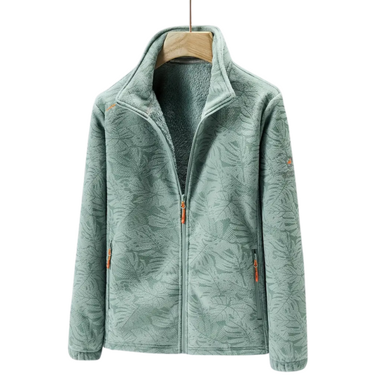 EB | Damen Outdoor Fleecejacke Winddicht mit Pflanzenmuster