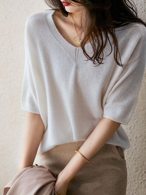 EB | weicher Cashmere-Pullover mit V-Ausschnitt für Damen