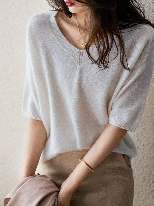 EB | Luxuriöser Weicher Cashmere V-Ausschnitt Pullover für Damen