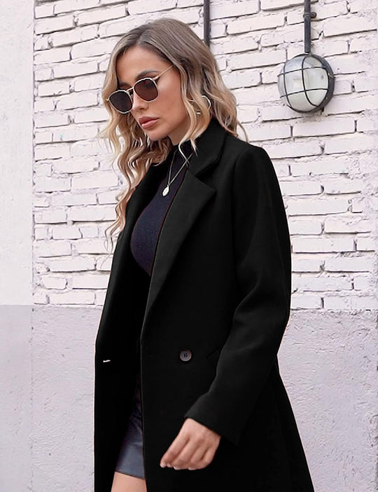 EB | Damen Winter Wollmantel mit spitzem Revers