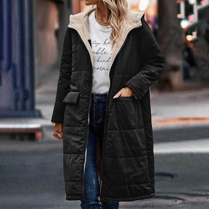 EB | Jack für Damen - halblanges Jacke mit Kapuze