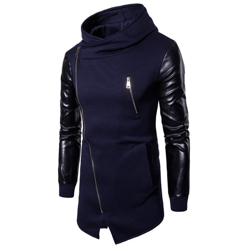 Herren Modische Kapuzenjacke mit strukturierten Ärmeln und elegantem Reißverschluss EB