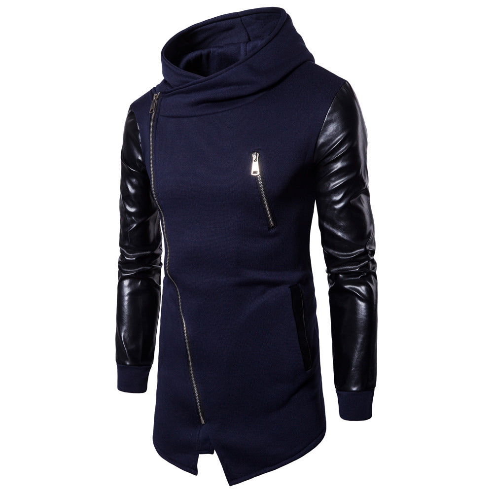 Herren Modische Kapuzenjacke mit strukturierten Ärmeln und elegantem Reißverschluss EB