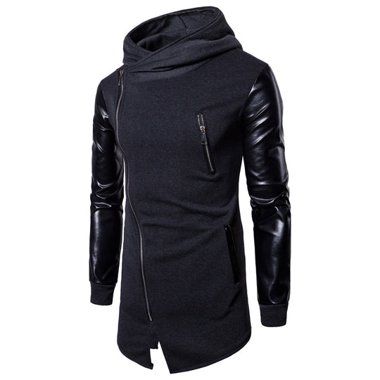 Herren Modische Kapuzenjacke mit strukturierten Ärmeln und elegantem Reißverschluss EB