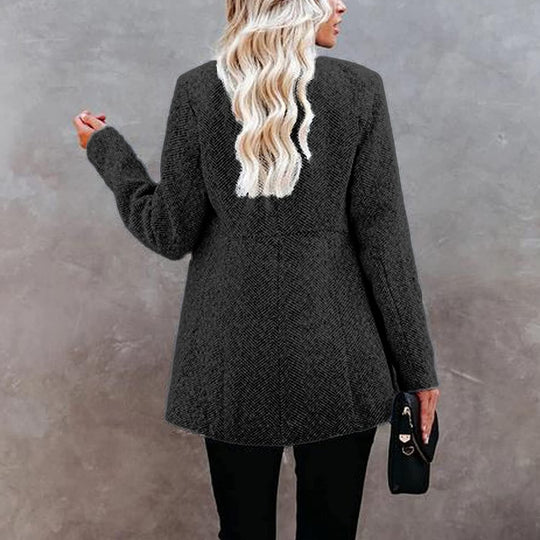 EB | Zeitlose Offene Jacke Tweedstruktur Moderne Eleganz