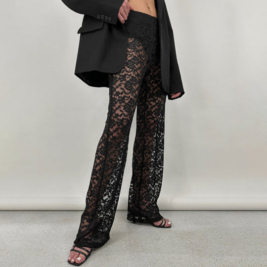 EB | Spitze Perspektive hohe Taille Spleißen lange gerade Hose