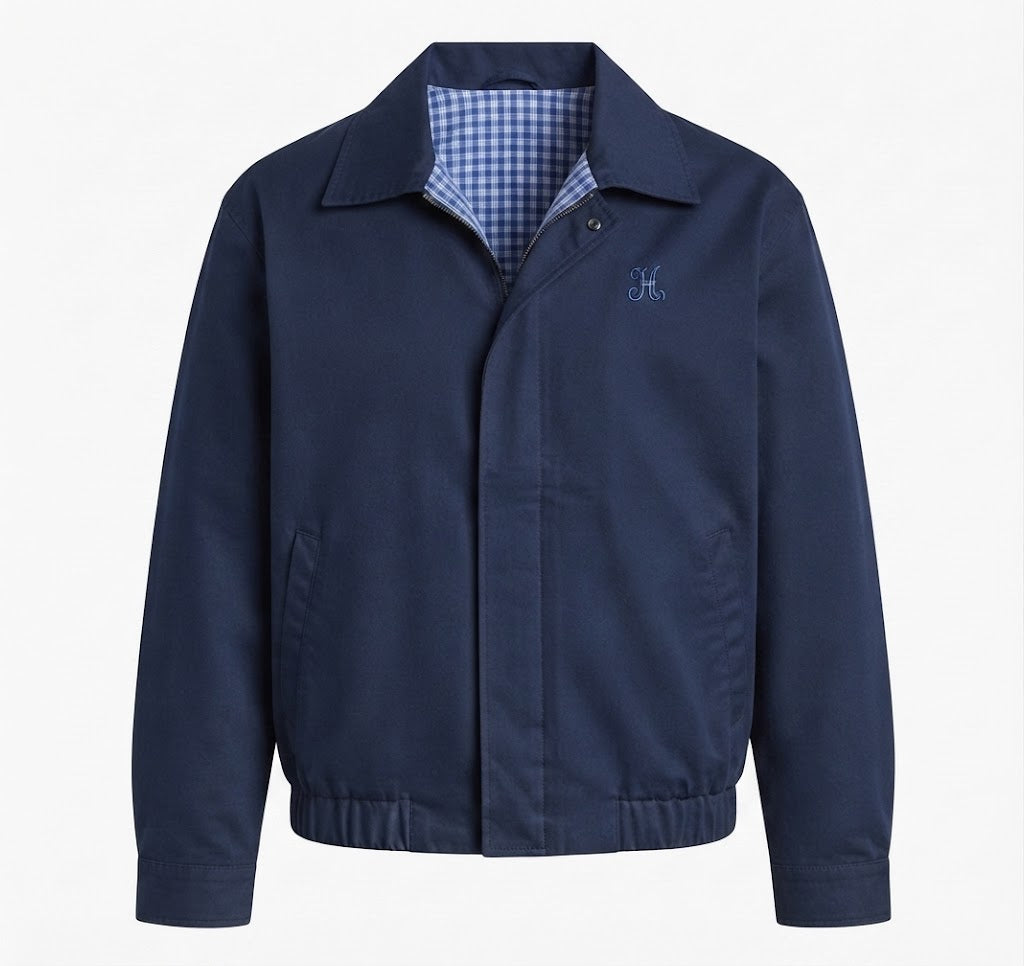 Damen nan leichte winddichte Blousonjacke mit kariertem Innenfutter, elastischem Saum und dezenter Logo-Stickerei EB
