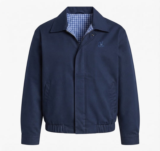 Damen nan leichte winddichte Blousonjacke mit kariertem Innenfutter, elastischem Saum und dezenter Logo-Stickerei EB