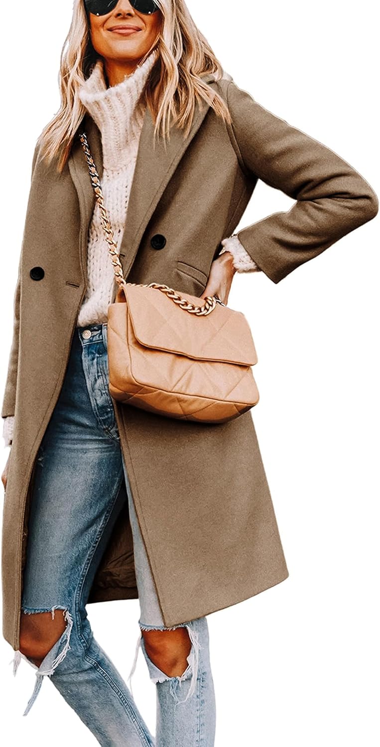 EB | Damen Winter Wollmantel mit spitzem Revers