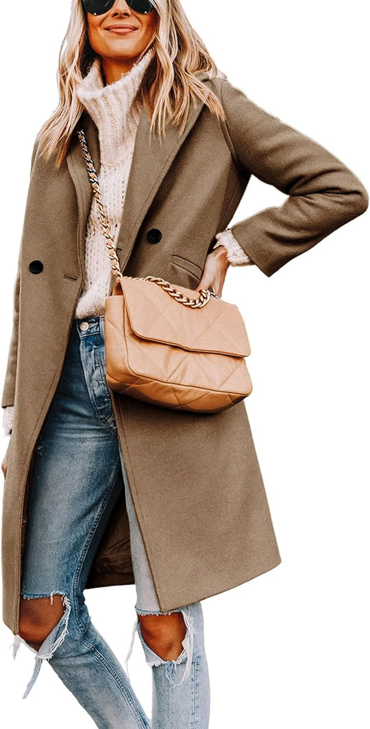 EB | Damen Winter Wollmantel mit spitzem Revers