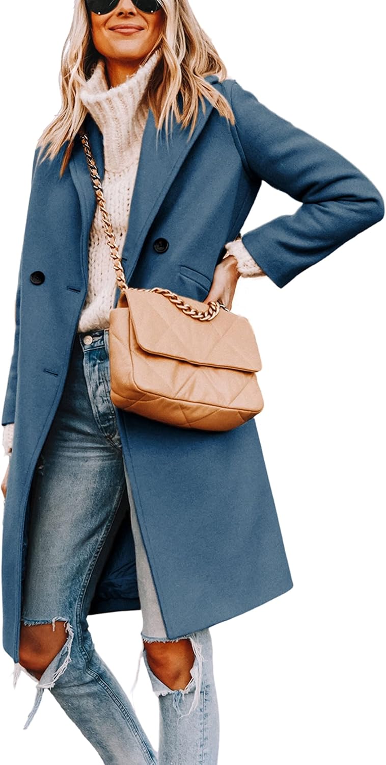 EB | Damen Winter Wollmantel mit spitzem Revers