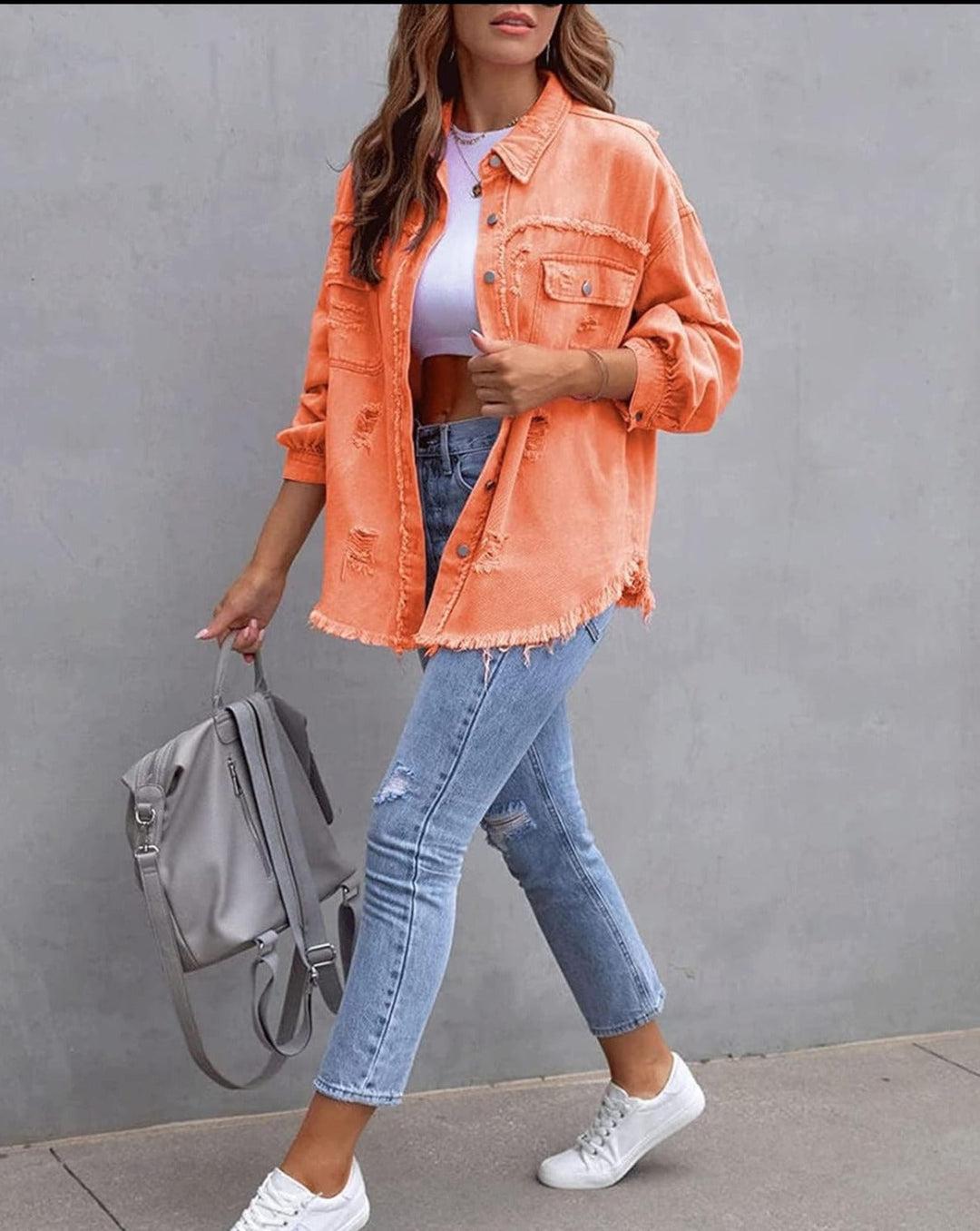 EB | Gerissene Übergrösse Denim-Jacke