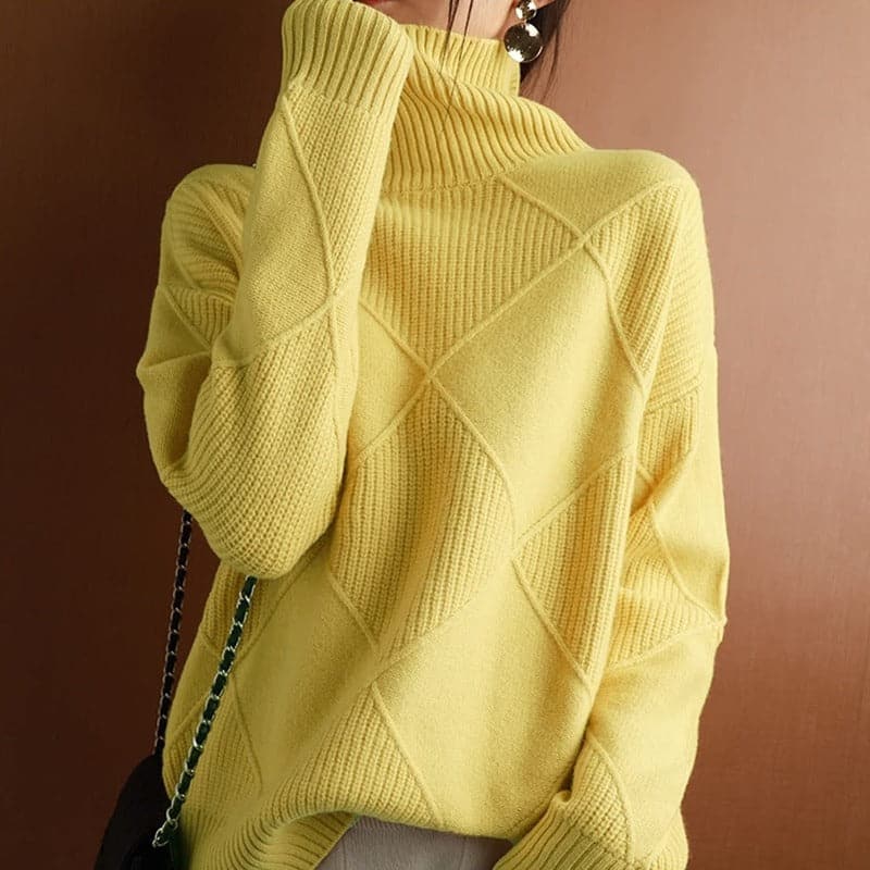 EB | Rollkragenpullover mit Diamantmuster Gestrickt -Weich und Bequem