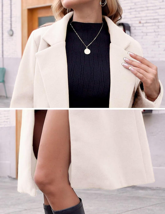 EB | Damen Winter Wollmantel mit spitzem Revers