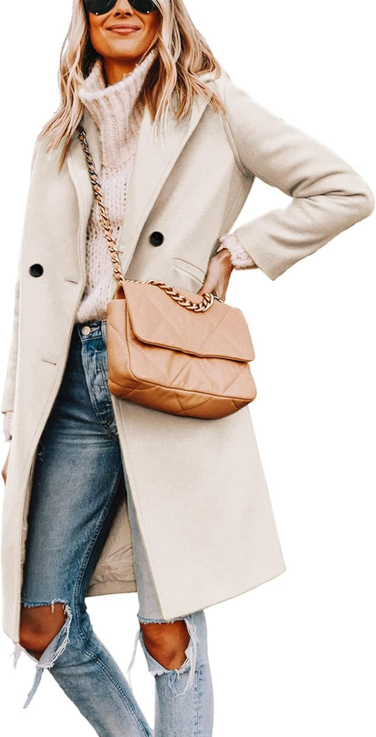 EB | Damen Winter Wollmantel mit spitzem Revers