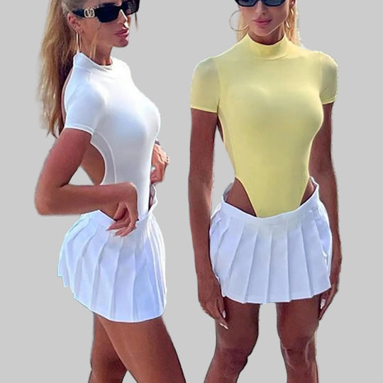 Damen Figurbetonter Body mit hohem Kragen EB