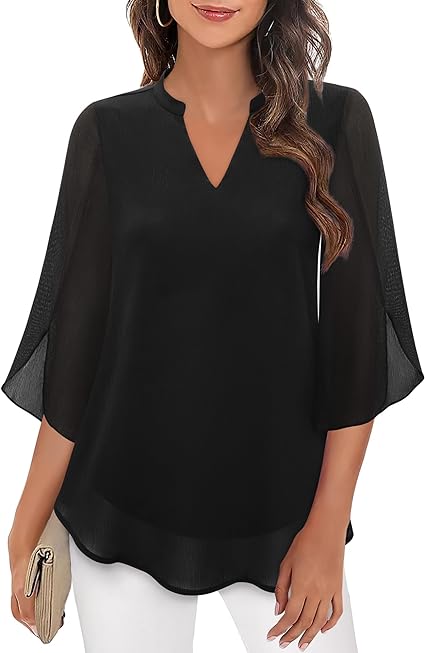 EB | Doppelter Schichten Chiffon-Bluse