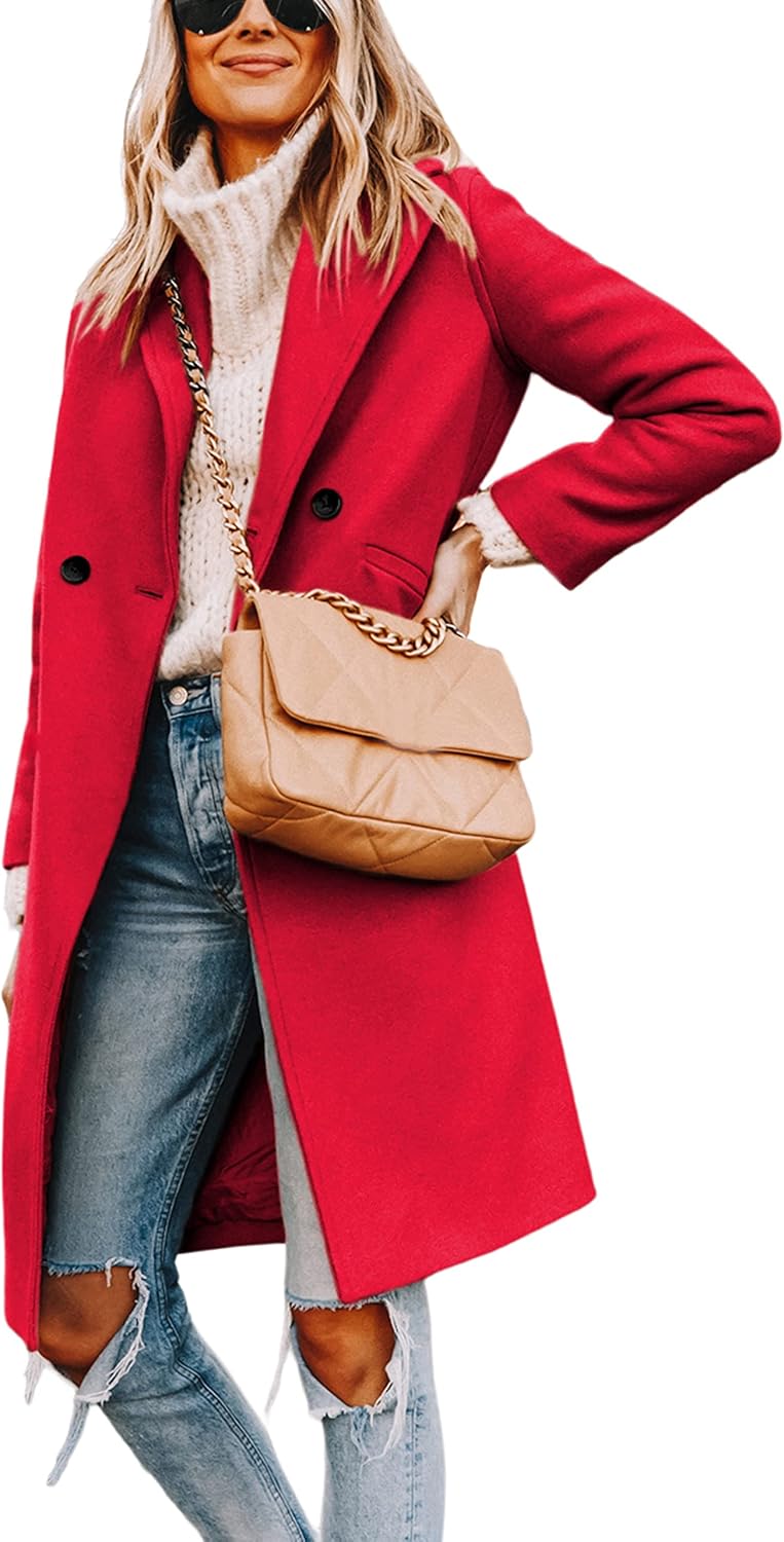EB | Damen Winter Wollmantel mit spitzem Revers