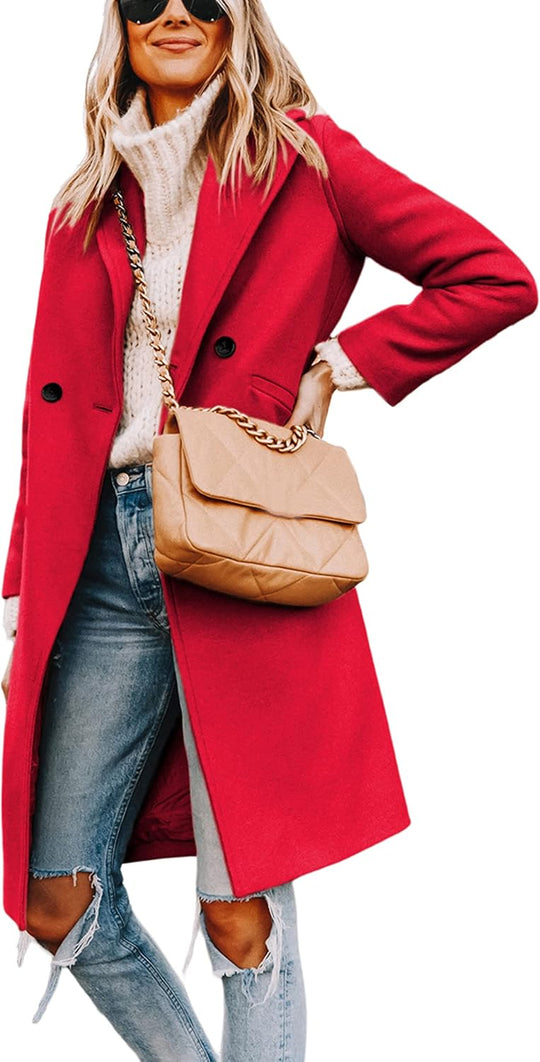 EB | Damen Winter Wollmantel mit spitzem Revers
