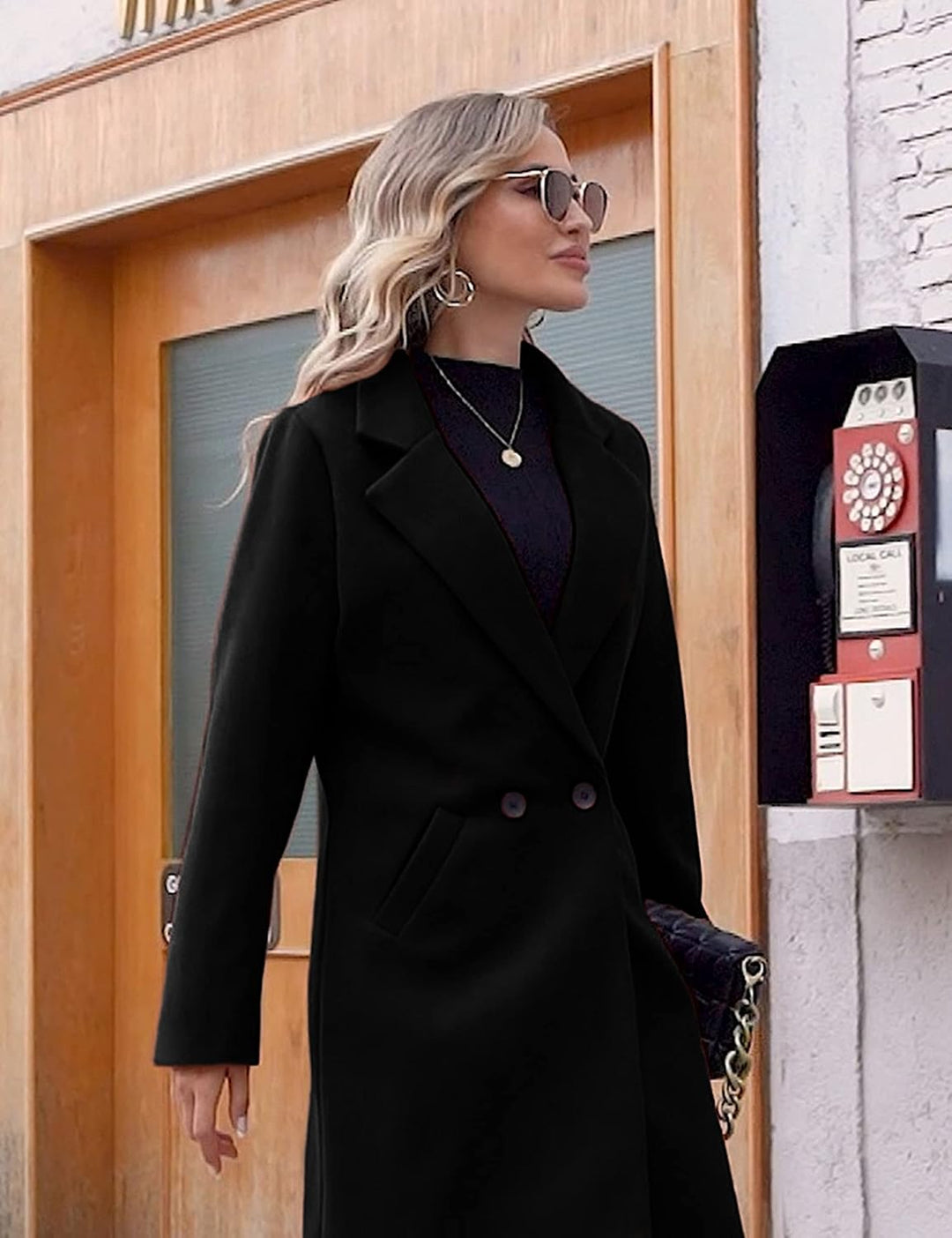 EB | Damen Winter Wollmantel mit spitzem Revers