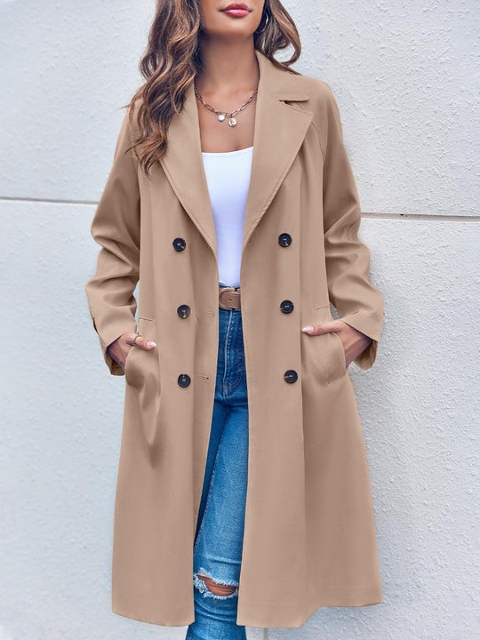 EB | doppelte Reihe Trenchcoat für Damen - mit Gürtel in der Taille