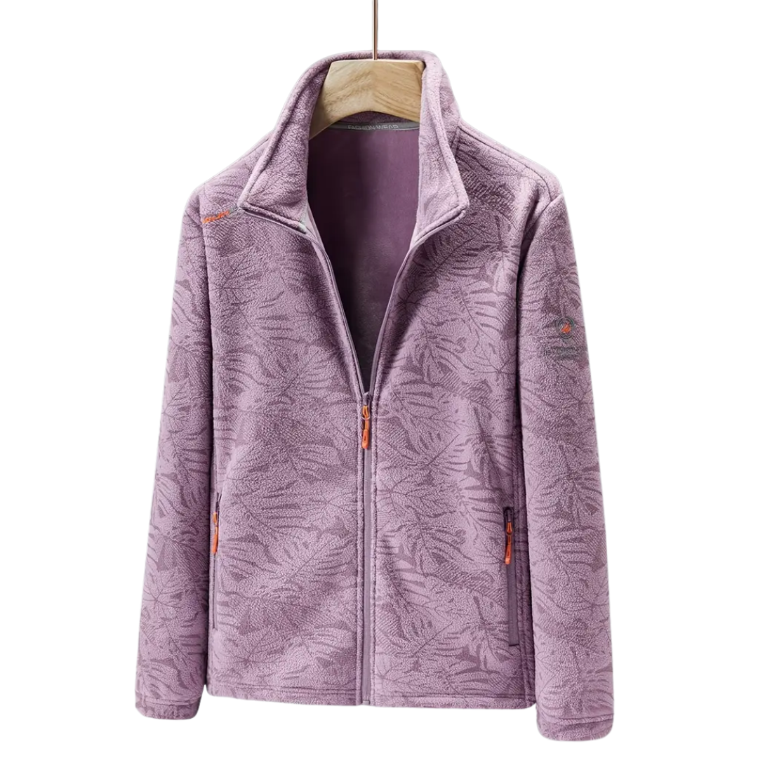 EB | Damen Outdoor Fleecejacke Winddicht mit Pflanzenmuster