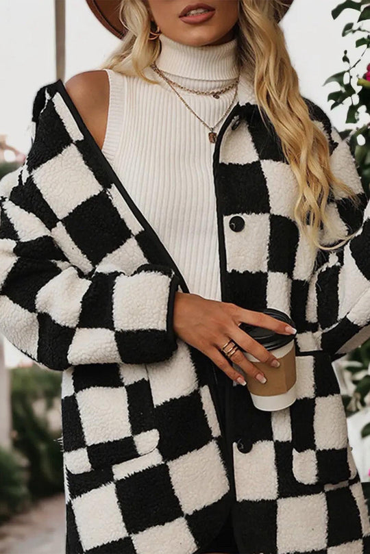 EB | Gitter Sherpa Jacke Polyester Warm und Trendy Produktbeschreibung: