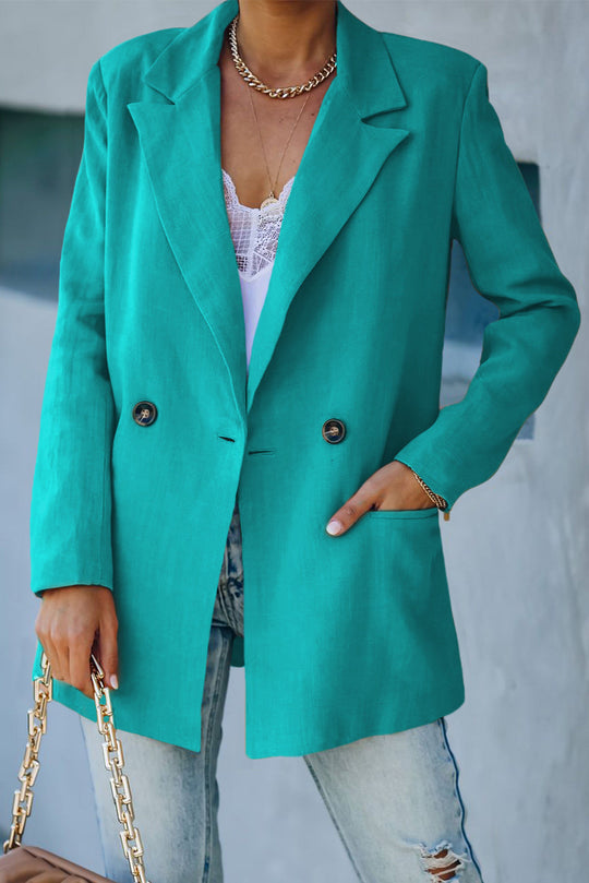 EB | Doppelreihiger Blazer mit gepolsterten Schultern und Taschen