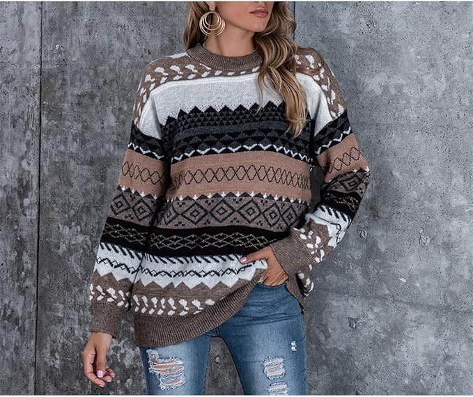 EB | Bequeme Damenpullover mit Muster und Langen Ärmeln