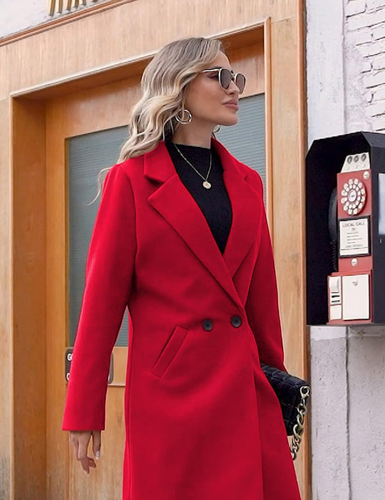 EB | Damen Winter Wollmantel mit spitzem Revers