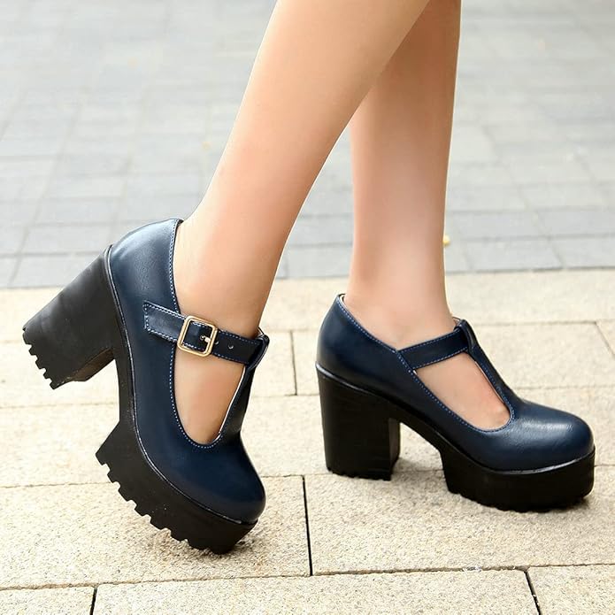 T-Strap Chunky Platform Heels – Jane EB