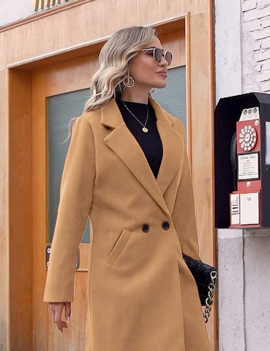 EB | Damen Winter Wollmantel mit spitzem Revers