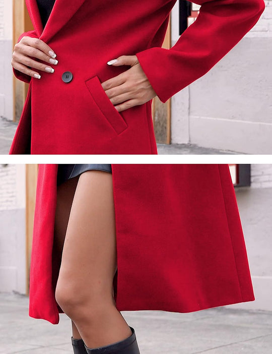 EB | Damen Winter Wollmantel mit spitzem Revers