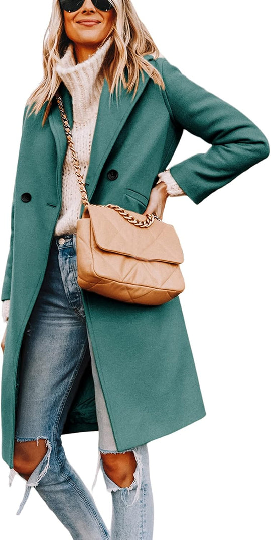 EB | Damen Winter Wollmantel mit spitzem Revers