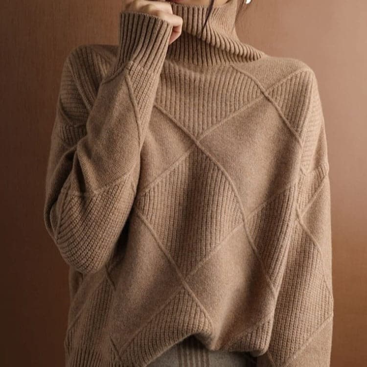 EB | Rollkragenpullover mit Diamantmuster Gestrickt -Weich und Bequem