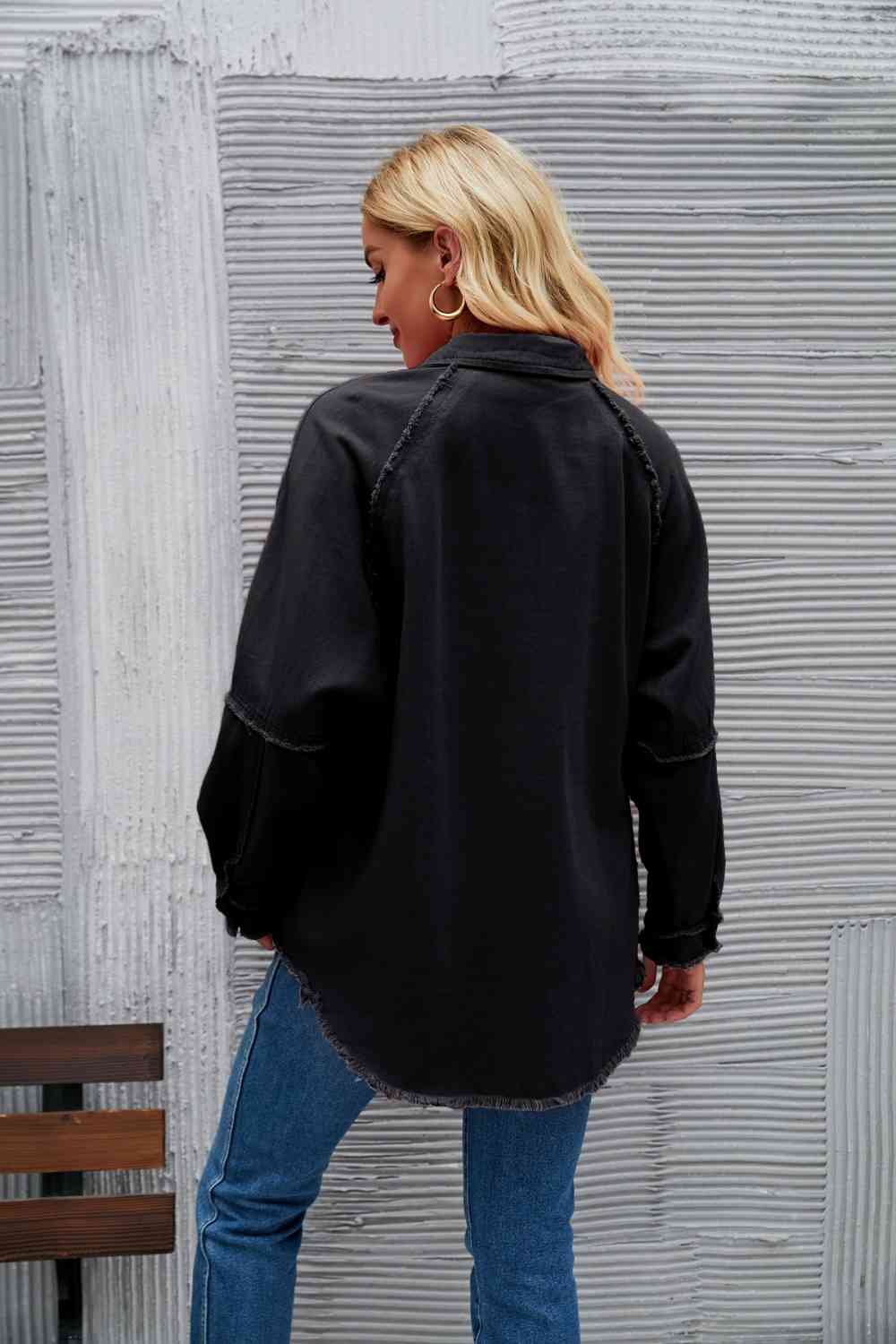 EB | Raw Hem Kragen Denimjacke