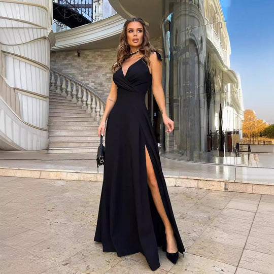 EB | Abendkleid Langer Plissierter Einfarbiger