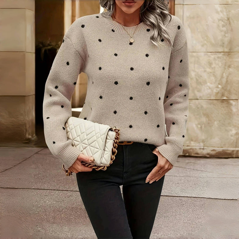 EB | Pullover - Damen Herbst gepunkteter Strickpullover