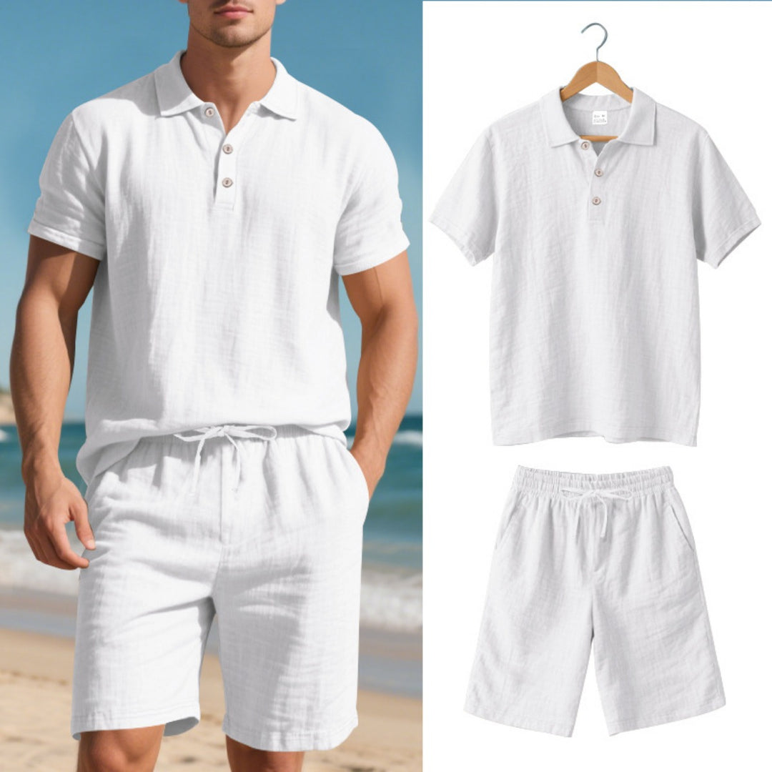 EB | Kurzärmliges Poloshirt und Shorts Strandanzug