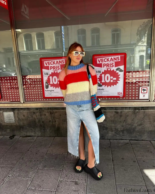 EB | Bunter Gestreifter Strickpullover für Lässig Schicke Looks