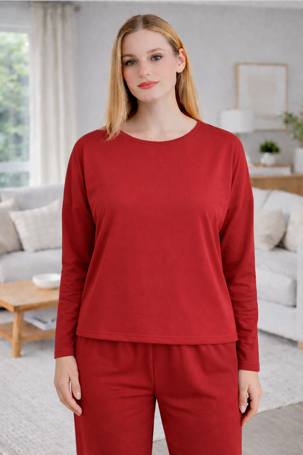 Damen Lässiger Zweiteiler mit weitem Oberteil und lockerer Hose EB