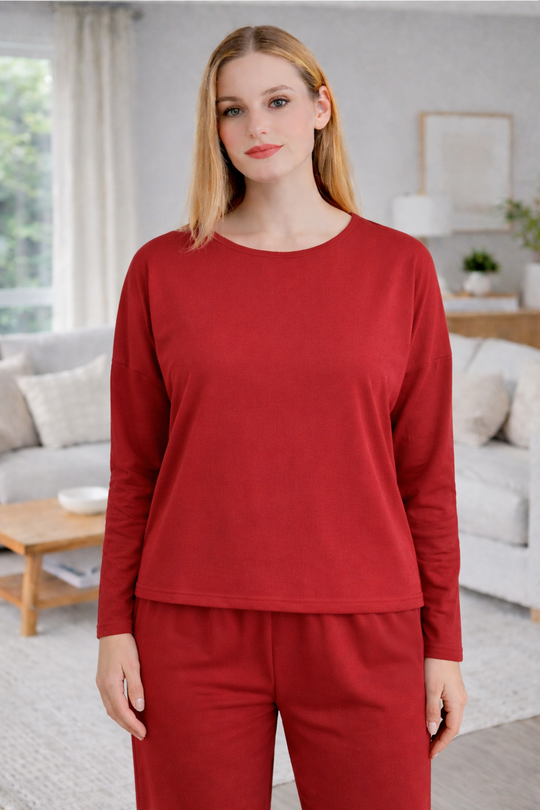 Damen Lässiger Zweiteiler mit weitem Oberteil und lockerer Hose EB