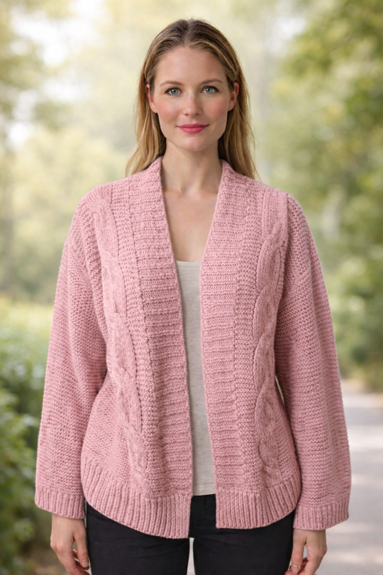 EB | Damen Strickcardigan mit lockerer Passform und dicker Textur