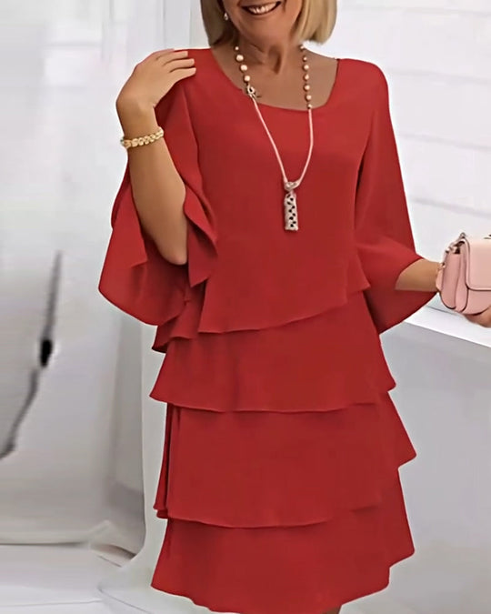 EB | Einfarbiges Kleid mit Dreiviertelärmeln