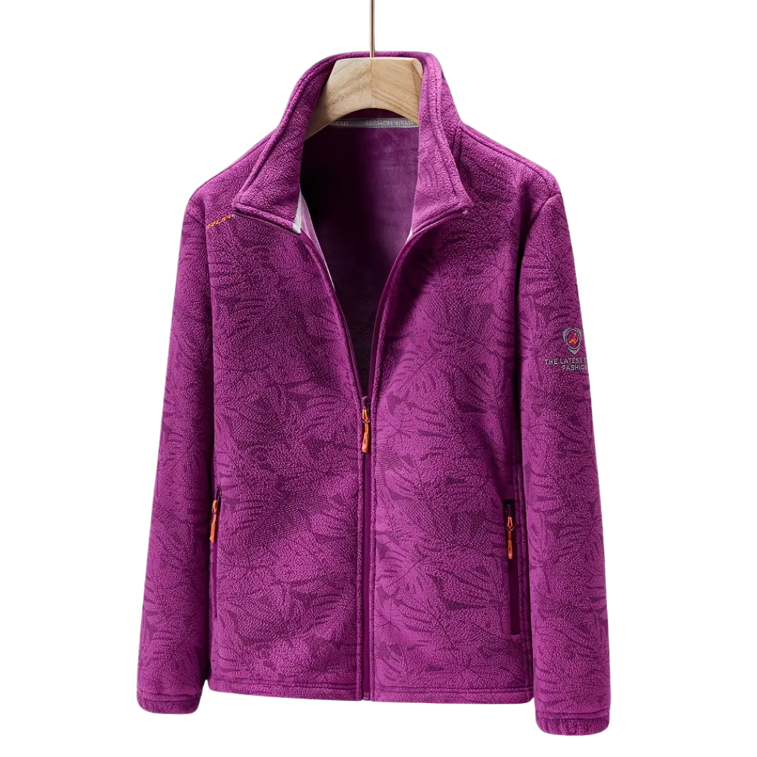 EB | Damen Outdoor Fleecejacke Winddicht mit Pflanzenmuster