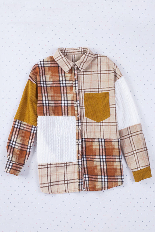 EB | Gitterhemde mit Patchwork-details Baumwollmischung Perfekt für Layering