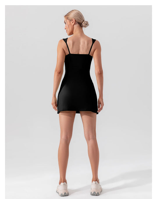 EB | Hosenträger einfarbig Yoga Tennisrock leichtes Sportkleid