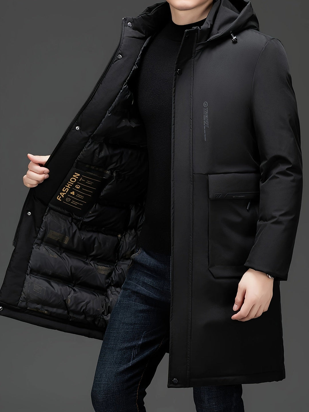 EB | Lange Winterjacke mit Kapuze Polyester Warm und Windabweisend