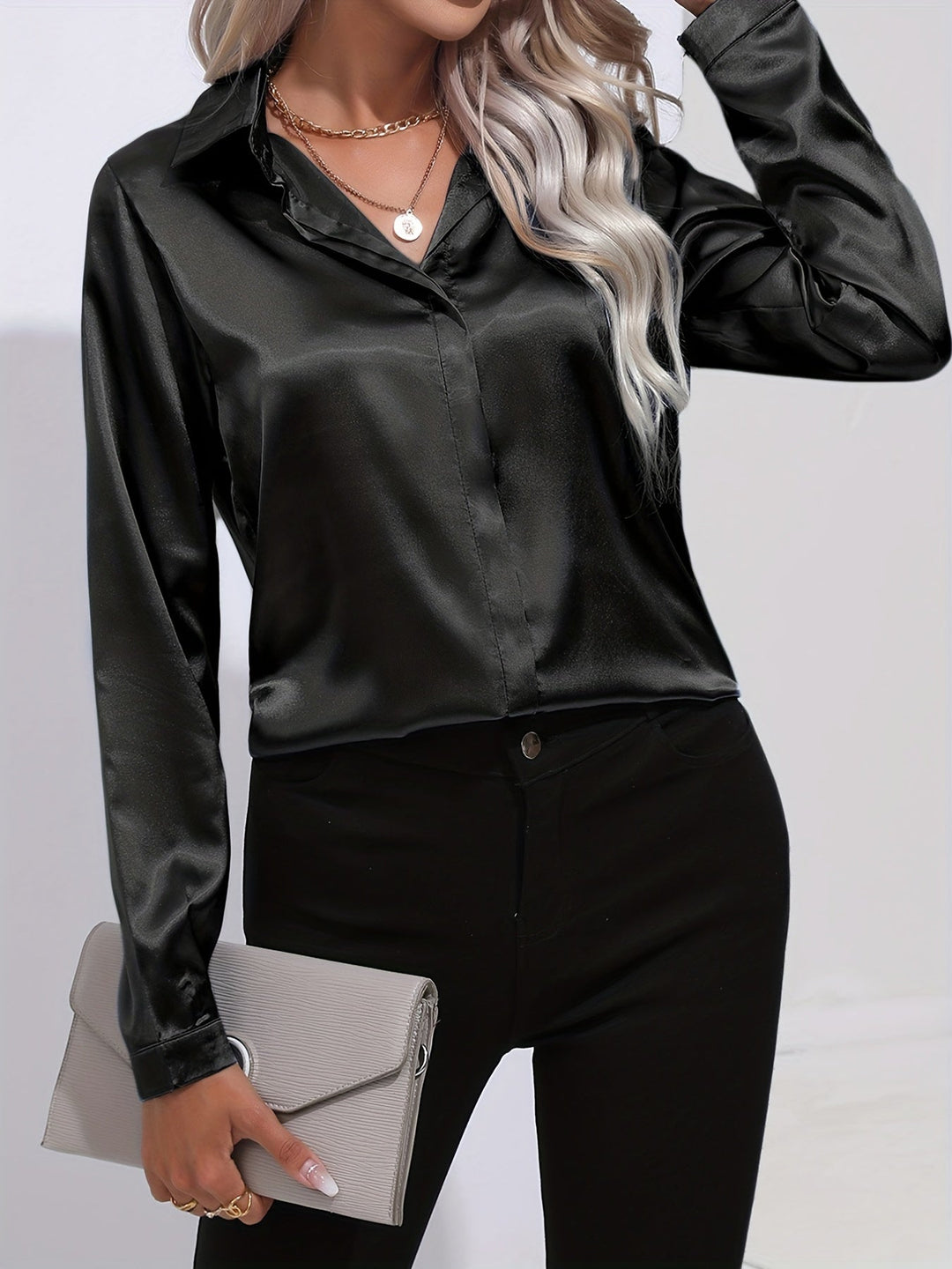 EB | Damen Elegante Satinbluse